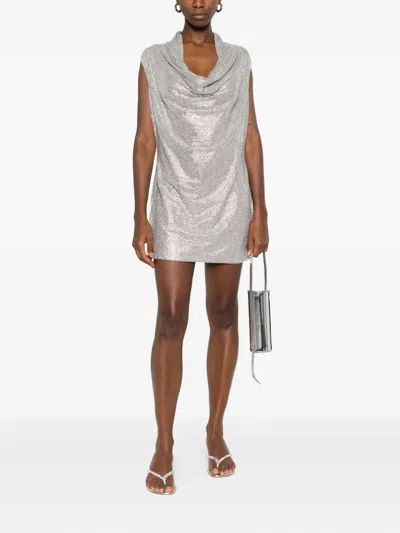 Giuseppe Di Morabito Cowl-neck Mini Dress In Silver