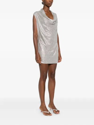 Giuseppe Di Morabito Cowl-neck Mini Dress In Silver