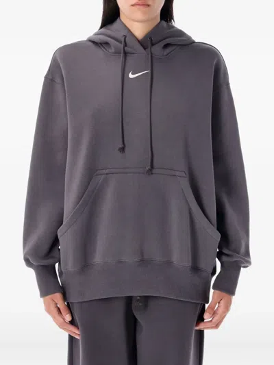 Nike Logo-embroidered Hoodie In Gray