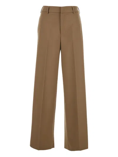 Pt Torino Beige Five Pocket Trousers In Wool Blend Woman In Brown