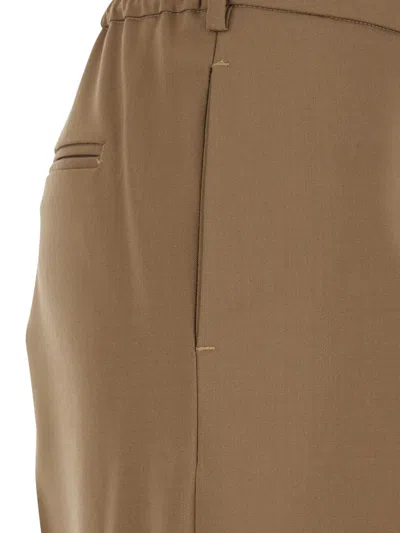 Pt Torino Beige Five Pocket Trousers In Wool Blend Woman In Brown