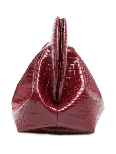 Themoirè Tia Croco Prune Bag In Red