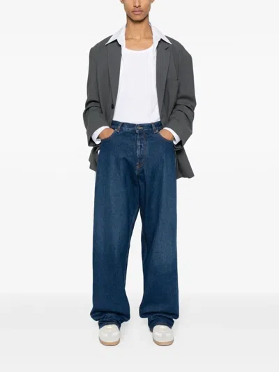 Off-white Five-pocket Back-patch Jeans In Blue