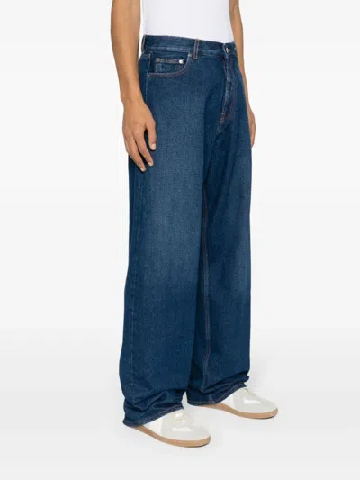 Off-white Five-pocket Back-patch Jeans In Blue