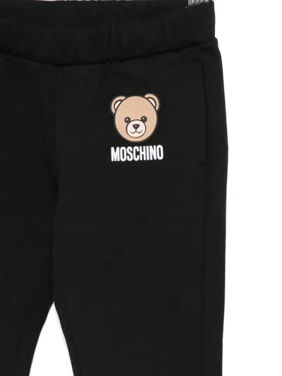 Moschino Teddy-logo Trousers In Black