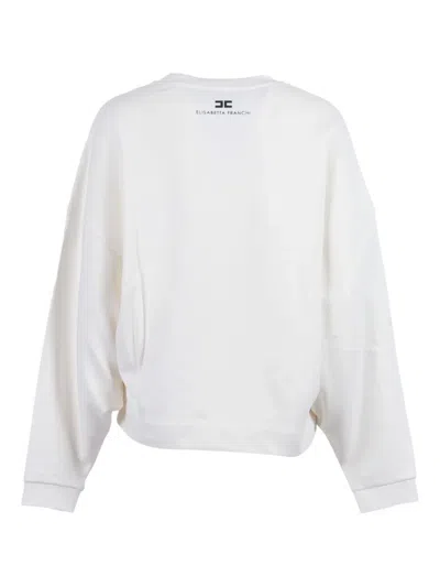 Elisabetta Franchi Oversized Sweatshirt With Bold Text Graphics In White