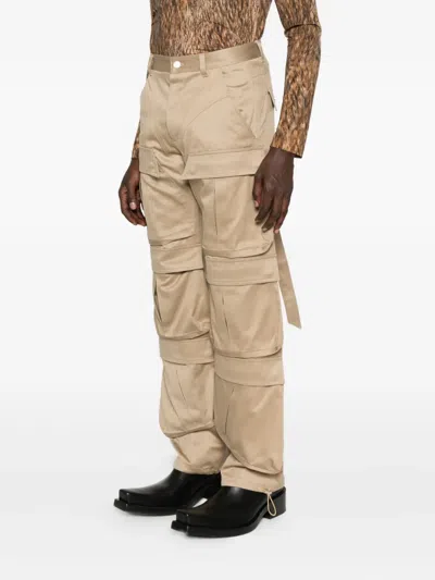 Mugler Belted Cargo Casual Pants In Neutral