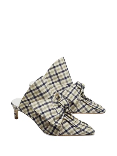 Miista 60mm Paulette Bow Gingham Check Mules In Multi