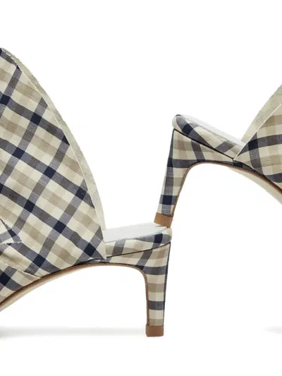 Miista 60mm Paulette Bow Gingham Check Mules In Multi