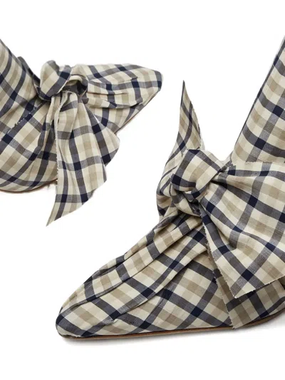 Miista 60mm Paulette Bow Gingham Check Mules In Multi