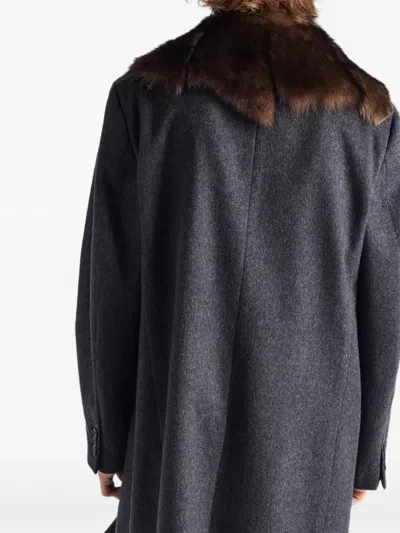 Prada Single-breasted Wool Coat In Gray