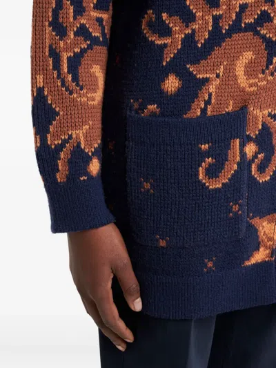 Etro Wool Cardigan In Blue