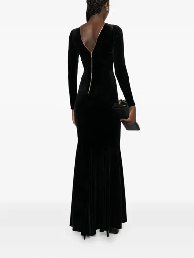 企领长袖超长连衣裙