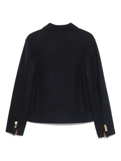 Thom Browne Round-collar Jacket In Blue