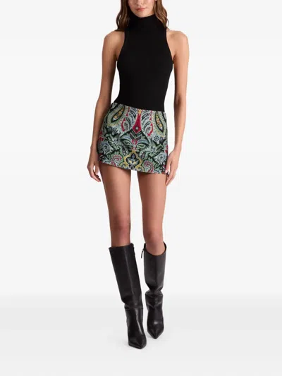 Alice And Olivia Mace Paisley Highrise Mini Skort In Multi