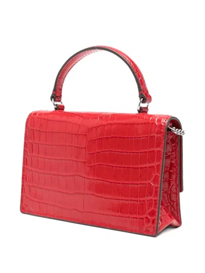 Tory Burch Kira Mini Croc-embossed Leather Top-handle Bag In Red