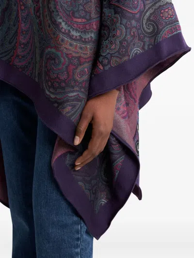 Etro Wool-blend Jacquard Cape In Blue