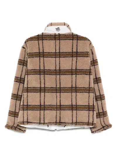 Ranra Checked Teddy Jacket In Brown