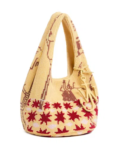 Jw Anderson Shoulder Bag With Beaded Design In Yellow