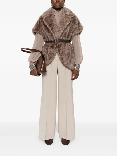 P.a.r.o.s.h Belted Gilet In Brown