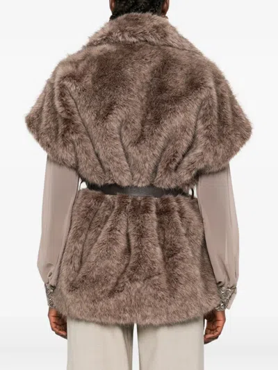 P.a.r.o.s.h Belted Gilet In Brown