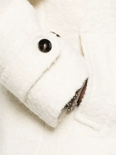 Tagliatore Textured Double-breasted Coat In Alpaca Blend In White