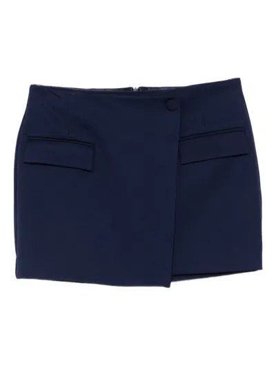 Patrizia Pepe Wrap-style Mini Skirt With Button Closure In Blue