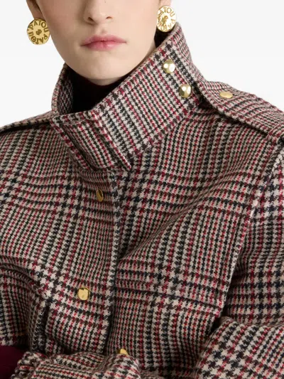 Patou Checked Virgin Wool Jacket In Brown