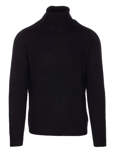 Dondup Man Turtleneck Midnight Blue Size 40 Wool In Black
