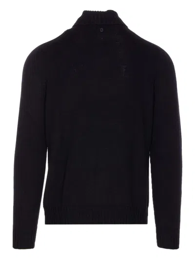 Dondup Man Turtleneck Midnight Blue Size 40 Wool In Black