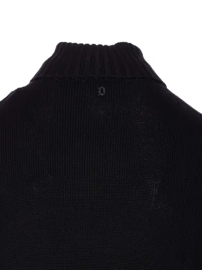 Dondup Man Turtleneck Midnight Blue Size 40 Wool In Black
