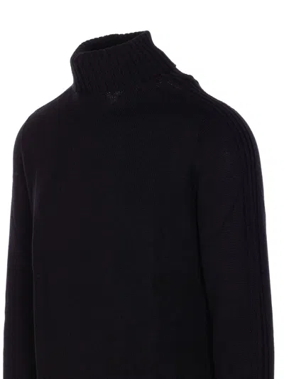 Dondup Man Turtleneck Midnight Blue Size 40 Wool In Black
