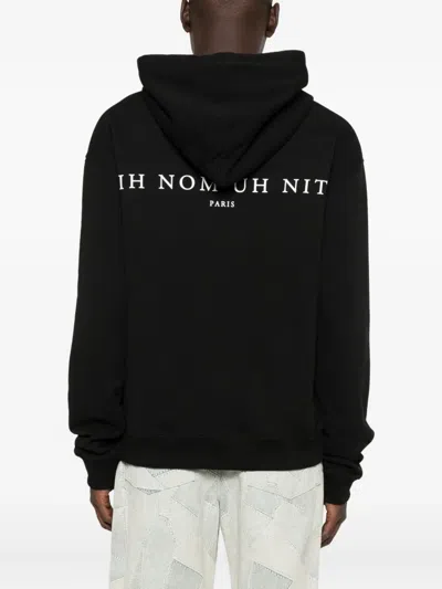 Ih Nom Uh Nit Hooded Cotton Sweatshirt Featuring Graphic Print In Black