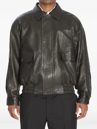 Saint Laurent Bomber Jacket In Bubbled Lambskin With Zip Clothing In Black