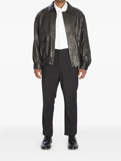 Saint Laurent Bomber Jacket In Bubbled Lambskin With Zip Clothing In Black
