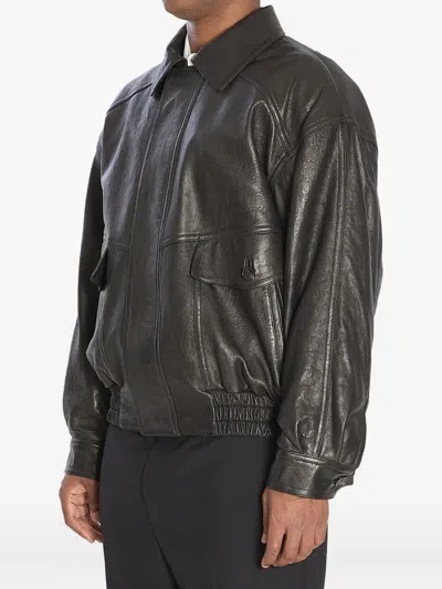 Saint Laurent Bomber Jacket In Bubbled Lambskin With Zip Clothing In Black