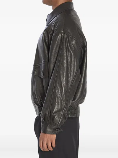 Saint Laurent Bomber Jacket In Bubbled Lambskin With Zip Clothing In Black
