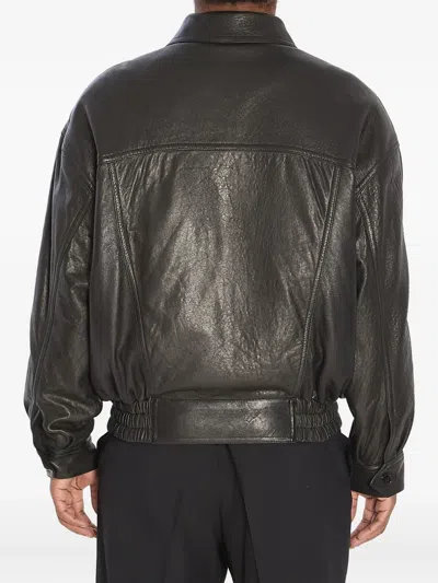 Saint Laurent Bomber Jacket In Bubbled Lambskin With Zip Clothing In Black