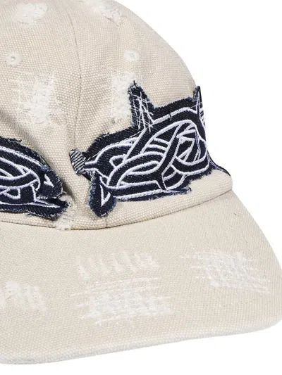 Who Decides War Distressed-effect Baseball Cap In White