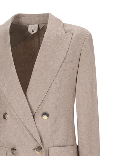 Max Mara Double-breasted Patch-pockets Blazer In Neutral