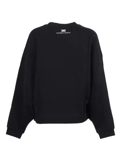 Elisabetta Franchi Oversized Sweatshirt With Bold 'nineties Muse Attitude' Print In Black