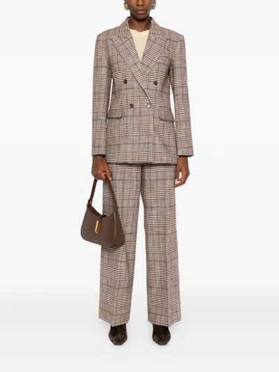 P.a.r.o.s.h Checked Straight-leg Trousers In Brown