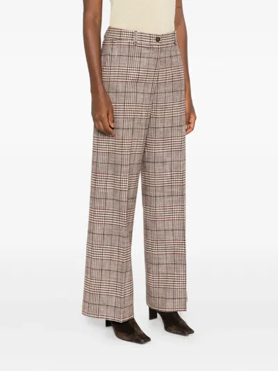 P.a.r.o.s.h Checked Straight-leg Trousers In Brown