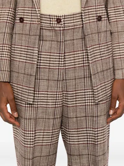 P.a.r.o.s.h Checked Straight-leg Trousers In Brown