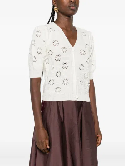 Twinset Floral-pattern Button-down Cardigan In White