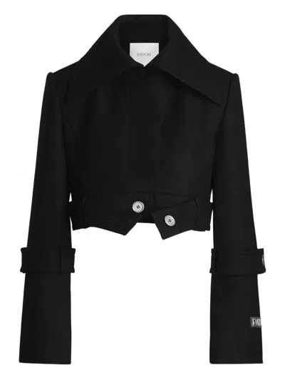 Patou Cropped Lock Jacket In Sustainable Wool Blend In Black