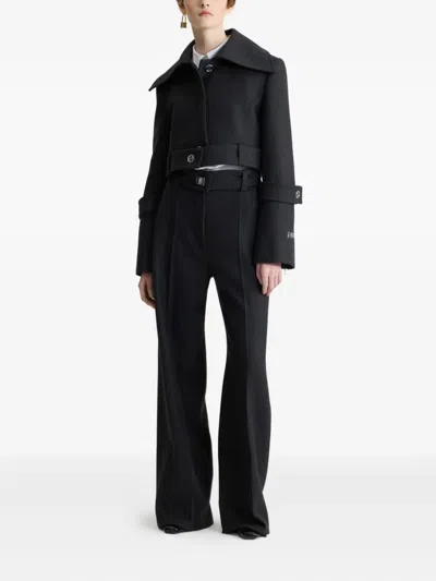 Patou Cropped Lock Jacket In Sustainable Wool Blend In Black