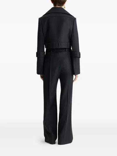 Patou Cropped Lock Jacket In Sustainable Wool Blend In Black