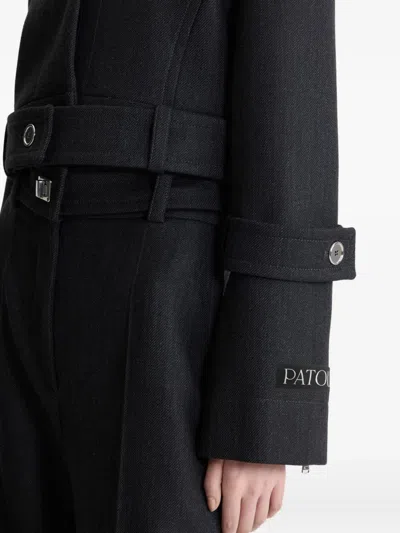 Patou Cropped Lock Jacket In Sustainable Wool Blend In Black
