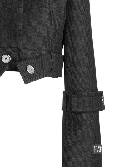Patou Cropped Lock Jacket In Sustainable Wool Blend In Black